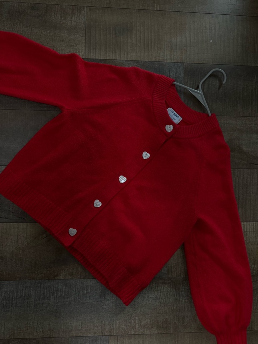 Old Navy Red Knit Cardigan with Heart Buttons